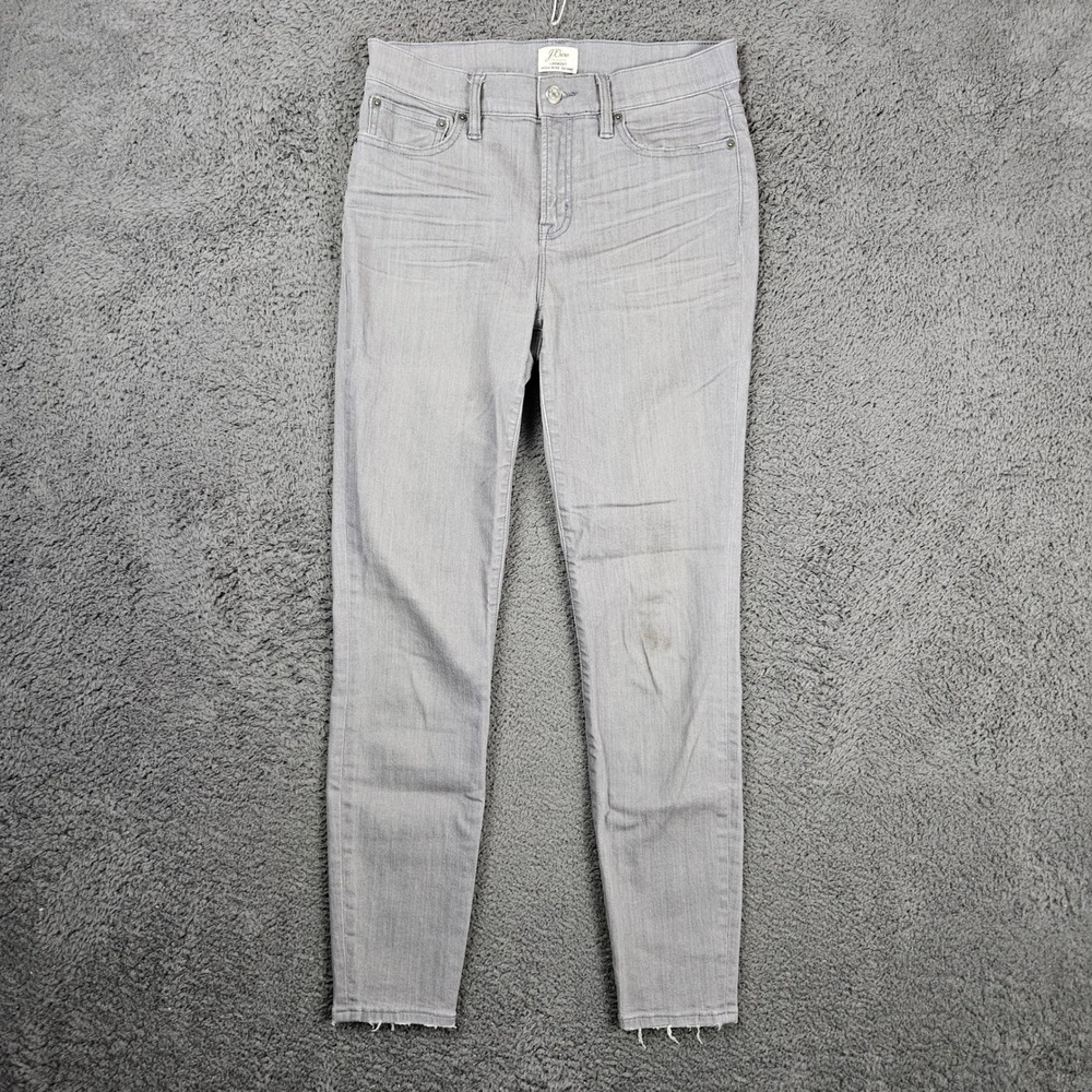 J.Crew Lookout High Rise Skinny Jeans Gray Raw Hem Size 28